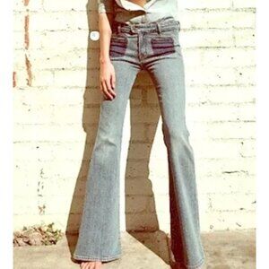 Genetic Denim Adriane Distressed Stretch Wide Leg Flare Jeans 26 Low Rise Y2K